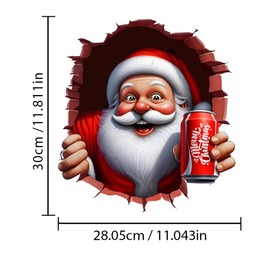 Leniutor Christmas Window Clings for Glass Windows, Xmas Santa Claus Decals Decorations Christmas Window Stickers Holiday Decals for Party (Style-9, 1PCS)