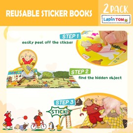 GUYUCOM 2 Pack Wiederverwendbares 3D-Stickerbuch für Kinder, Tragbar, Wasserdicht, Geeignet für Jungen und Mädchen ab 2 Jahren,Kinder Geschenk Spielzeug für 2 3 4 5 6 Jahre
