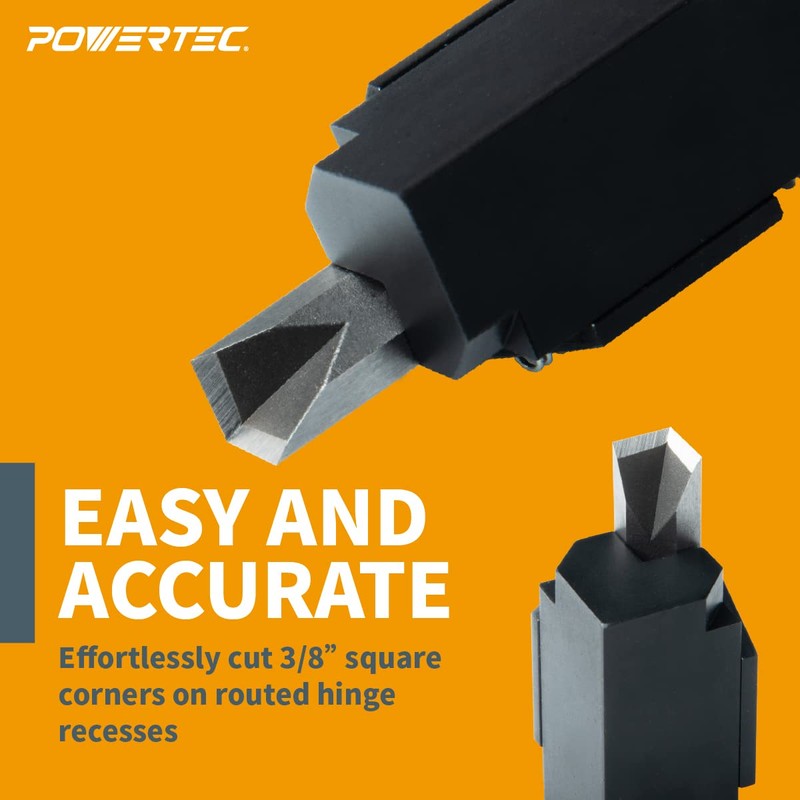 POWERTEC Square Corner Chisel – Spring-Loaded Mortise Chisel for Use