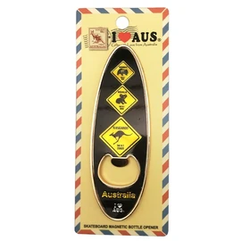 I Love Aus Australian Road Signs Surfboard Magnetic Bottle Opener Black