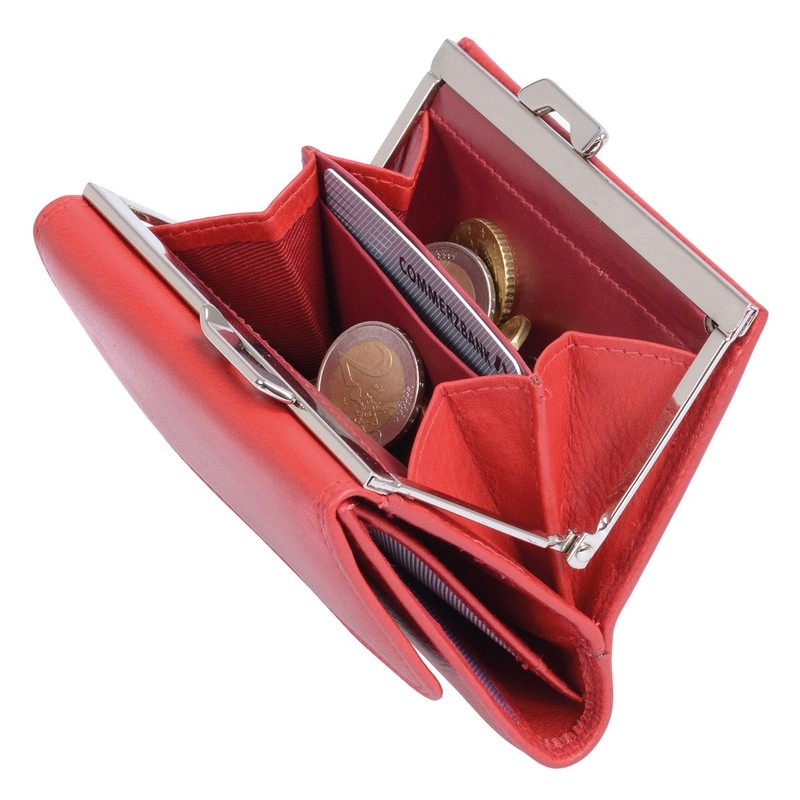 LEMONDO Women's Snap Purse in Real Leather, Red, 10 x
