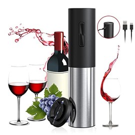 Electric Wine Opener, Wine Gift Automatic Wine Opener with Aluminum foil Cutter (Charging Stainless Steel)