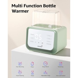 Baby Bottle Warmer, Grownsy 8-in-1 Fast Milk Warmer with Timer Breastmilk or Formula, Fits 2 Bottles, Accurate Temperature Control, with Defrost, Sterili-zing, Keep, Heat Baby Food Jars Function