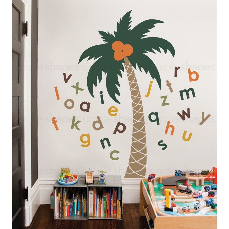 Simple Shapes Alphabet Palm Tree Wall Decal (Scheme C)