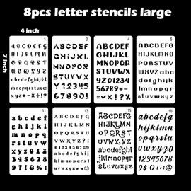 FANOST 50 PCS Letter and Number Stencils for Painting On Wood Wall Cakes Poster Sign Fabric Kids Scrapbook Cards, Alphabet Stencils Large and 2 inch for Crafts Reusable