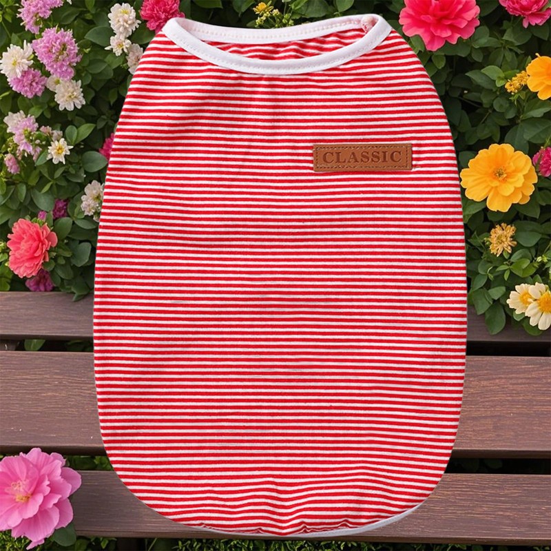 Dog Clothes T-Shirt, Summer, Cotton, Cute, Fashionable, Striped Shirt, Dog