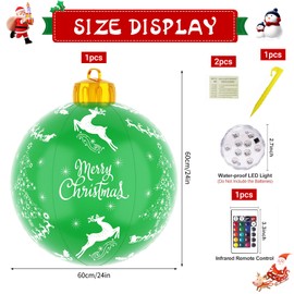 Inflatable Christmas Baubles, Inflatable Christmas Ball, 60 cm, Inflatable PVC Christmas Ball with Ground Spikes and Pump, for Wedding, Garden, Home Decor, Yard, Outdoor Decoration