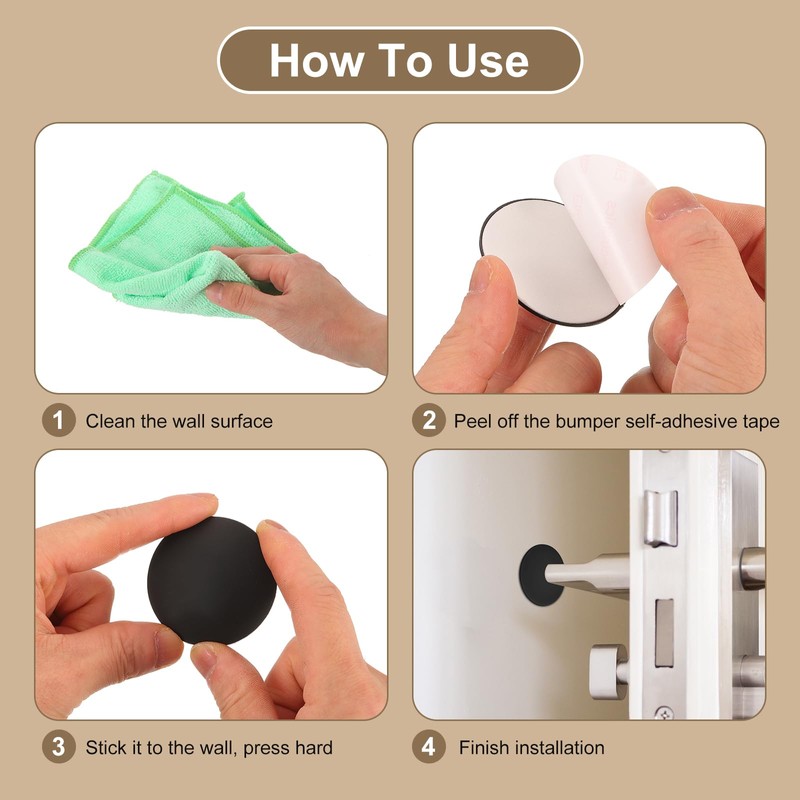 uxcell 4Pcs Door Stopper Wall Protector, 50mm/2" Pink Self Adhesive