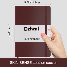 Dzhzal College Diary Lined Medium 5" x 7" A5, 160 Pages, 100gsm Thick Paper, Leather Hardcover Lined, Journals for Writing Notes for Office Work School Business