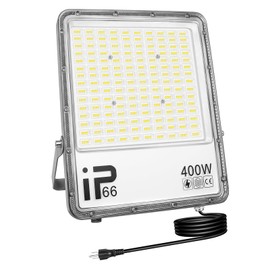 Willpower 400W Flood Lights Outdoor,40000LM Bright Floodlight with Plug 110V Outdoor Work Light IP66 Waterproof LED Security Light 6000K Daylight White Exterior Lights for House Yard Patio Parking