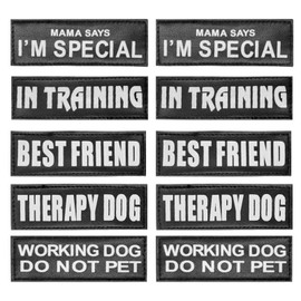 AUROTH Service Dog Vest Patches - 10 Pieces, Reflective and Removable Harness Patches for Training