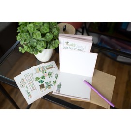 Leanin' Tree, Pretty Plants Blank Note Cards - 12 Blank Cards & 12 Colorful Envelopes, Cute Stationary Set, Blank Notecards, Blank Cards and Envelopes