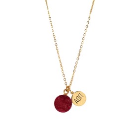 Sorority Shop AOP Necklace - Alpha Omicron Pi Red Druzy Gemstone Necklace With Engraved Pendant – 14K Gold Dipped Jewelry with Red Gemstone – Sorority Gift, Charm Paraphernalia