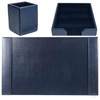 Navy Blue 3-Piece Leather Desk Set, Bonded Leather