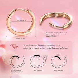 ANNA NUCCI Hoop Earrings 925 Silver, Mother's Day Gift for Mum, Stud Earrings, Gold-Plated Gold/White Gold/Rose Gold, Gifts for Men and Women, Diameter 10/12 mm, Comes in Jewellery Box, Sterling