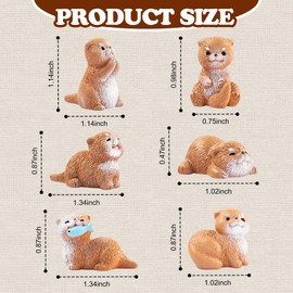 Rislobx 6PCS Otter Car Dashboard Decor, Sea Otter Car Dashboard Decorations, Cute Car Ornament Rearview Mirror Accessories, Otter figurine for Auto Home Office Desk (Brown)