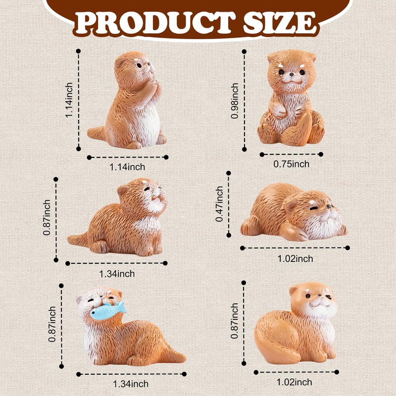 Rislobx 6PCS Otter Car Dashboard Decor, Sea Otter Car Dashboard