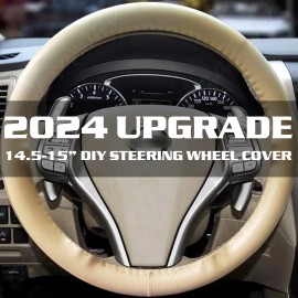 CHUSYYRAY 38cm 15" Steering Wheel Cover Genuine Leather For Infiniti 2000-2023 Beige New