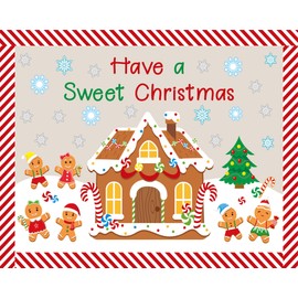 Christmas Gingerbread Bulletin Board Decoration Winter Gingerbread Bulletin Board Set Xmas Holiday Gingerbread House Candy Snowflake Cutouts for School Classroom Blackboard Wall Decor