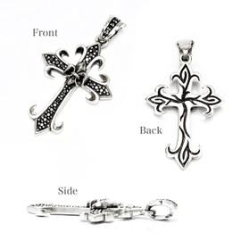 TRUELEMENTS(トルゥーエレメント) ネックレス ペンダント シルバー925 十字架 クロス メンズ ストーン ジルコニア 黒 (TESV-0004) (トップのみ)