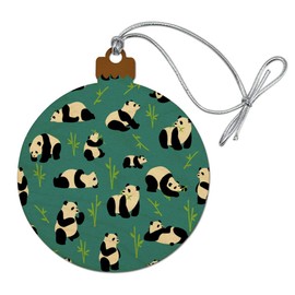 GRAPHICS & MORE Panda and Bamboo Pattern Wood Christmas Tree Holiday Ornament