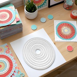 8Pcs Circle Cutting Dies for Scrapbooking Cutting Dies, Embossing, Photos, Crafts, Decorative Paper Cards, Die-Cutting for Card Making Templated+Cute Brooch Pin for Home and Kitchen