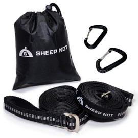 SheepNot Hammock Belt Pro with Buckle, Stepless Adjustment, Set of 2, 9.8 ft (3 m), Load Capacity 1764.3 lbs (800 kg), Carabiner, Storage Bag Included, Sheepknot