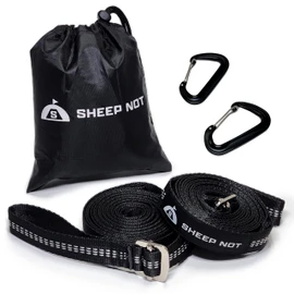 SheepNot Hammock Belt Pro with Buckle, Stepless Adjustment, Set of 2, 9.8 ft (3 m), Load Capacity 1764.3 lbs (800 kg), Carabiner, Storage Bag Included, Sheepknot