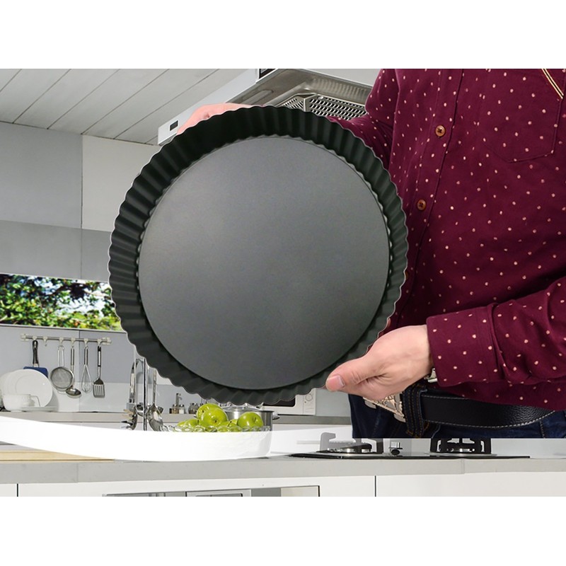 Inditradition Quiche Tart Pan, Baking Pie Pan | Non-Stick Removable