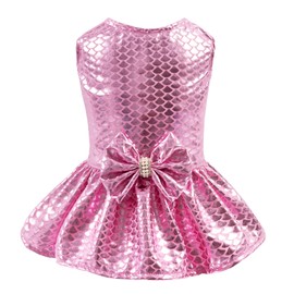 CuteBone Dog Dress Mermaid Girl Puppy Bling Skirt Cat Outfit Small Dogs Costume Pet Clothes for Holiday Beach DD11S