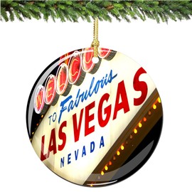 City-Souvenirs Las Vegas Christmas Ornament, Las Vegas Welcome Sign Porcelain 2.75" Double Sided Las Vegas Christmas Ornaments