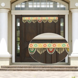 Decorative Toran Door Hanging Artificial Velvet Cloth Bandanwar Bead Wall Toran Wall Hanging for Main Door Entrance Window Temple Living Room Home Valance Ganesha Decoration (Size-35 x 6 Inches