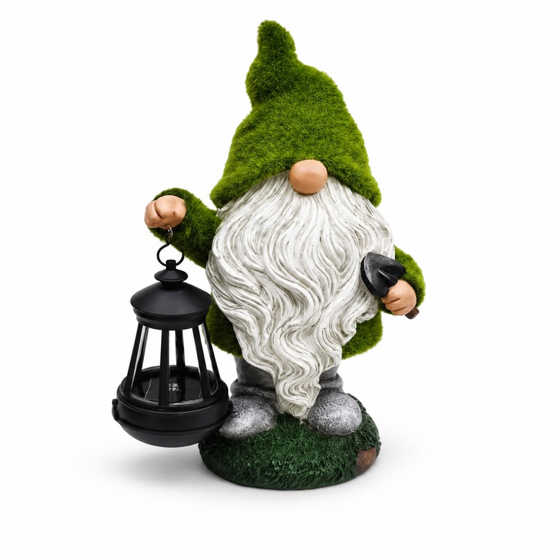 Solar Gnome Garden Statue with Lantern – Resin Dwarf Light
