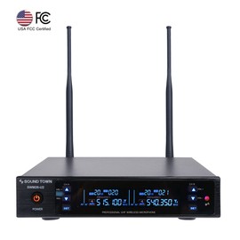 Sound Town Metal 200 Channels UHF Wireless Microphone System with 2 Handheld Microphones and Auto Scan, for Church, School, Outdoor Wedding, Meeting, Party and Karaoke (SWM26-U2HH)