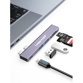 Lemorele USB C Hub for MacBook Air Pro, 5-in-2 USB C Multiport Adapter Hub Mac Dongle USB A, SD/TF Card, 100W PD Thunderbolt 3/4, Accessories for Mac Book M1 M2 2022 2021 2020 2019 13" 15" 16"