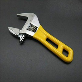Vogueing Tool Adjustable Wrench 5" 140mm Lightweight Compact Soft Grip Wide Jaw Hand Tool Yellow Short (Jaw Width Capacity: 30mm)