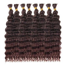 Deep Wave Bulk Hair for Braiding 8 Packs Curly Braiding Hair for Boho Braids Wet and Wavy Bohemian Braiding Hair Extensions No Weft Deep Wave Bulk Hair(2/33, 14inch)