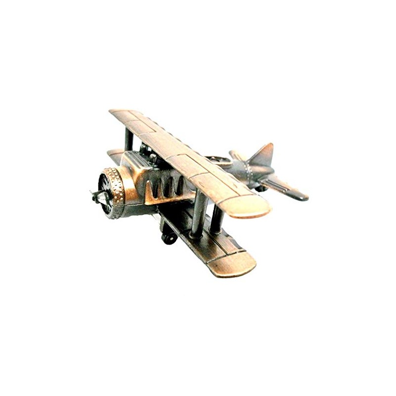 Metal Die Cast Bronze Airplane Miniature Pencil Sharpener - Bi-plane