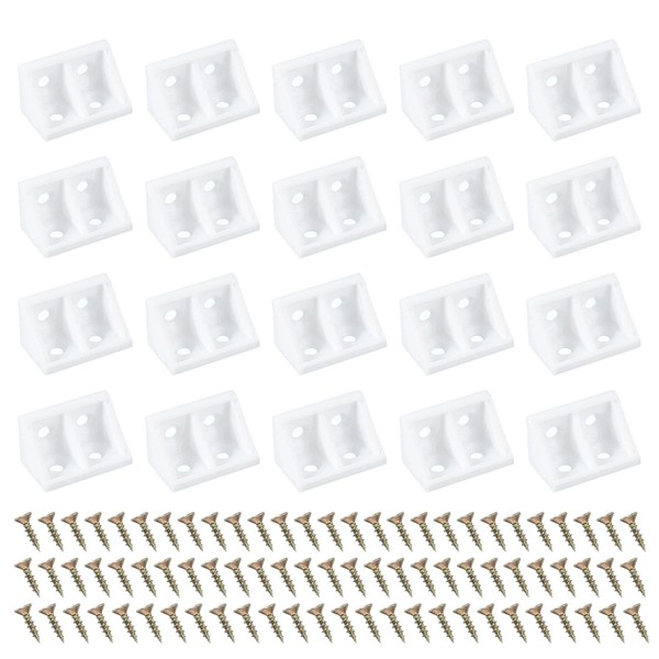 PATIKIL Plastic Corner Braces 19x19x33mm, 20 Pack L-Shape Bracket Right