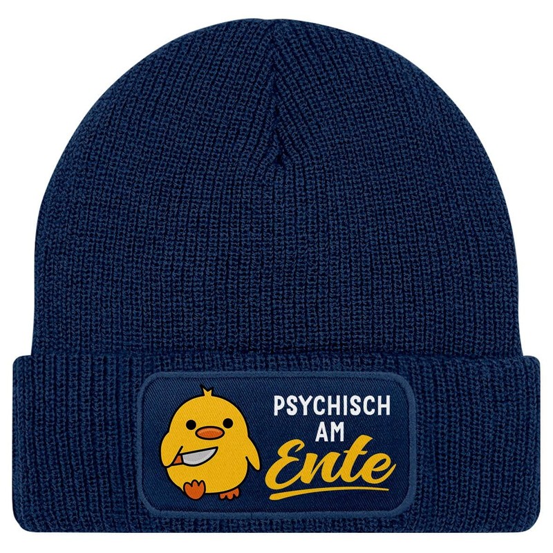 MoonWorks® Men's Beanie with Patch Knitted Hat Saying Meme Psychical