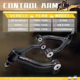 Front Upper Control Arms for 1988-1998 Chevy K1500& GMC K1500, 1992-1999 Yukon & K1500 Suburban,1995-1999 Tahoe,1988-1991 V1500 Suburban,2-4" Lift Adjustable Control Arm with Ball Joint (2PCS)