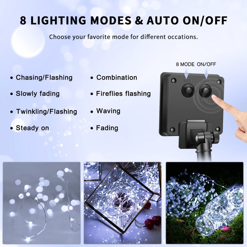 JMEXSUSS 4 Pack 100 LED Solar String Lights for Outside,