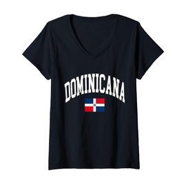 Womens Dominican Republic Dominicana Flag V-Neck T-Shirt
