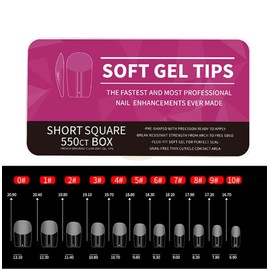 YIMART Clear Acrylic Long Fake Nails Capsules Almond French Coffin Full Half Cover False Nails Artificial Nail Soft Gel Tips Press on Gel Tips (Clear G, press on nail short)