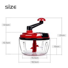 Multi-Functional Manual Food Processor,8 Cup Hand-powered Crank Chopper,Mincer Blender with Clear Container,for Vegetables Meat Fruits Nuts Herbs Onions (Without Base)