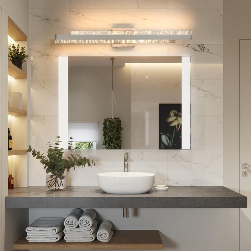 HAHZT Modern Bathroom Vanity Light: Brushed Nickel 32 inch 28W