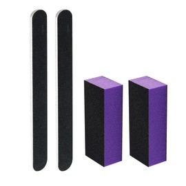 SKYPIA 4 Pack Black Nail File 100/180 Grit and Purple 3 Sided Buffer Block Set