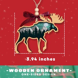 Moose Ornament - Moose Christmas Ornament - Moose Ornaments for Christmas Tree, Moose Animal Christmas Ornaments - Moose Gifts, Moose Gifts for Christmas, Moose Lovers Gifts - Wood Christmas Ornament