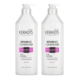 Kerasys Hair Clinic Protein Care System for Damaged Hair Argan Oil REPAIRING 20.2 fl oz / 600 ml (Conditioner 2-Pack)