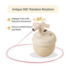 MayMaw Automatic Cat Laser Toy - 360° Self-Balancing Laser with 3 Adjustable Speeds & USB Rechargeable Interactive Toy for Bored Indoor Cats (Beige)